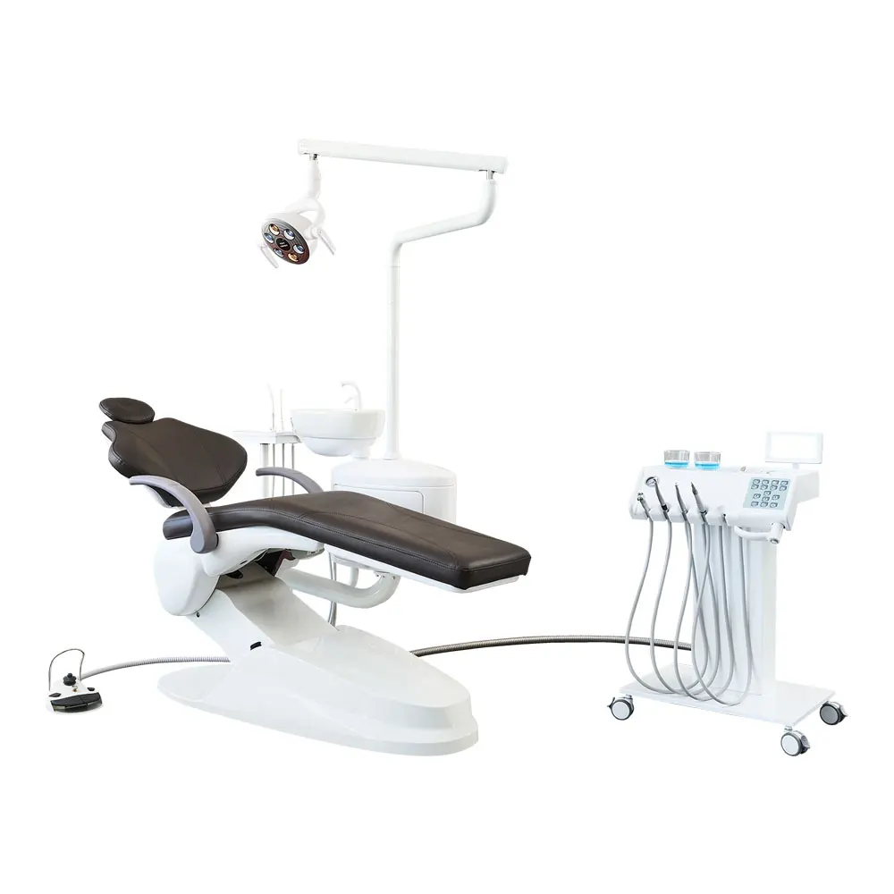 Economic SAFETY implant dental Chair with movable cart stable basic dental equipment chair with waist support