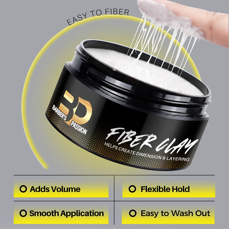CNPC/MSDS/FDA/GMPC Barber Men Matte Finish Natural Looking Fiber Wax Pomade Fiber Clay With Vegan Ingredient