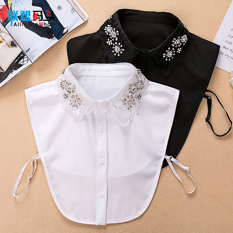Custom Women Detachable Fake Collar Print Shirts Necklace White And Black False Collar