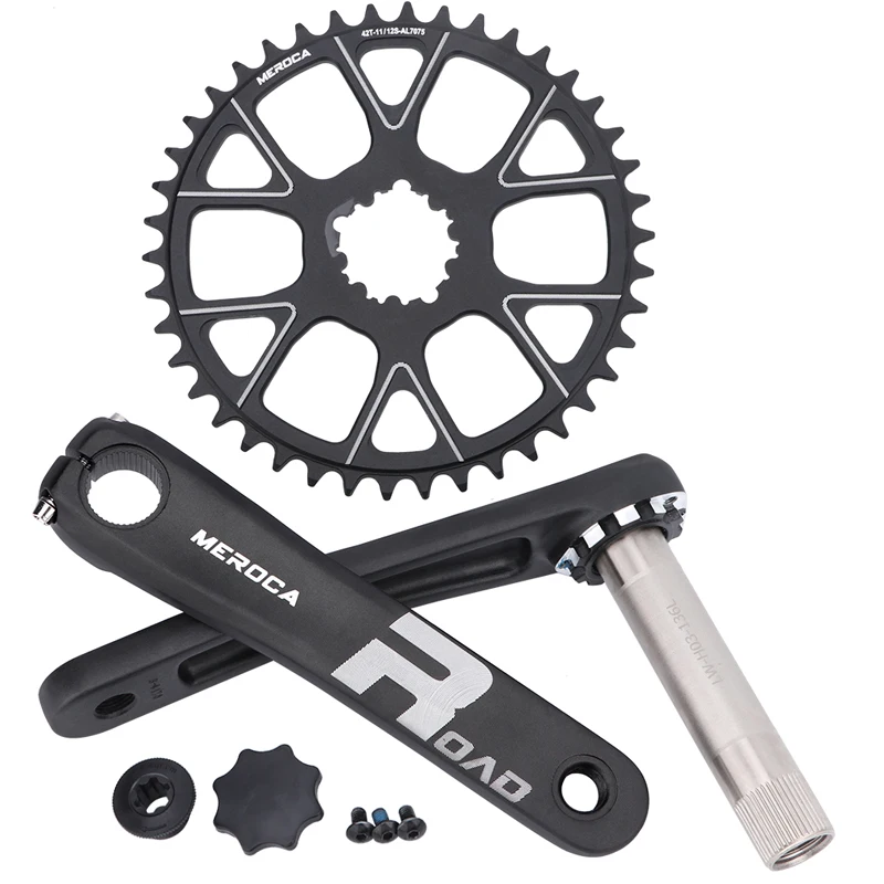 MEROCA ROAD Aluminum Alloy Road Bike Off-road Chainwheel 40T 42T Single Disc Hollow Integrated Crank Bicycle Crankset