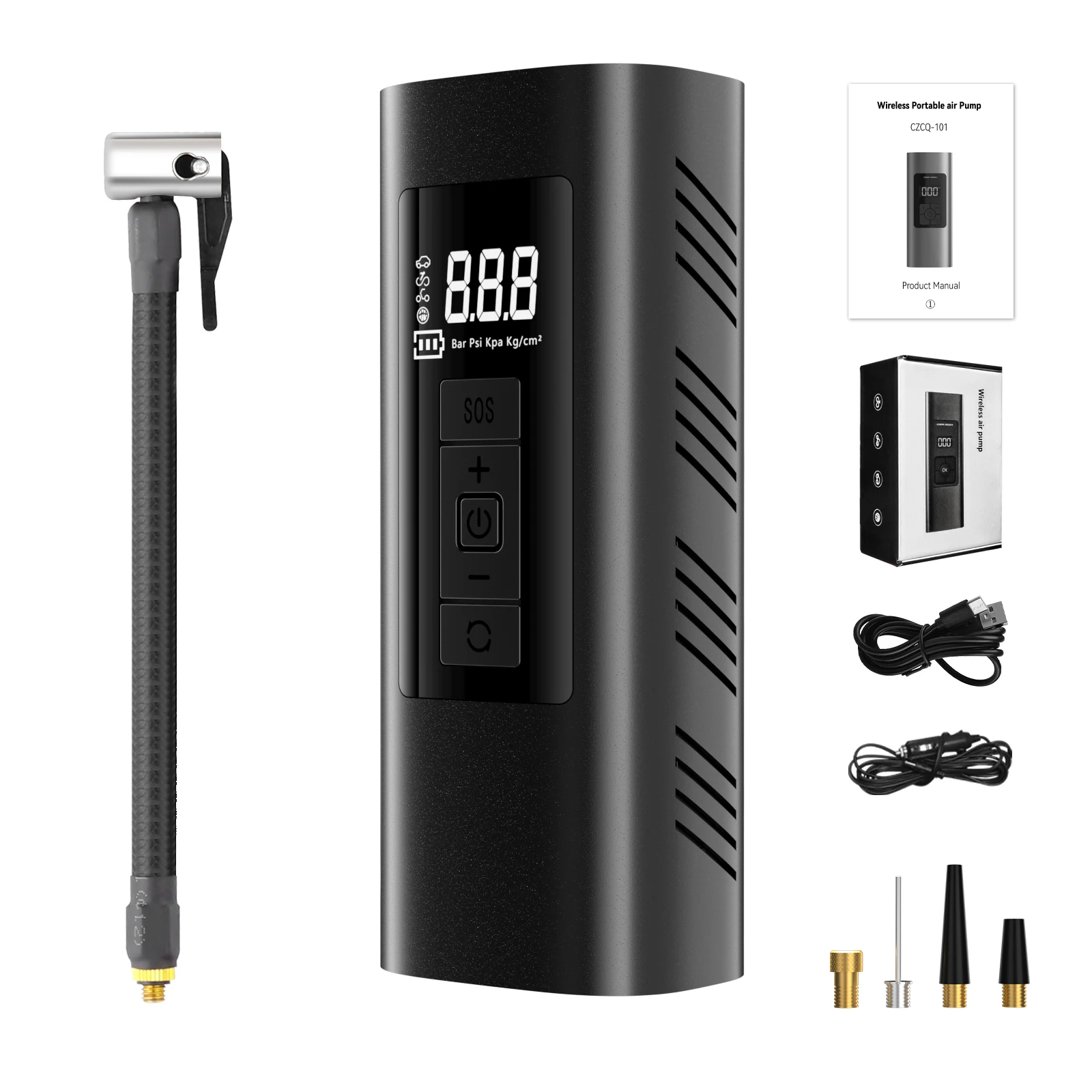 Electric 6000mAh Battery Air Pump 150PSI Portable Air Compressor Mini Tyre Pump with USB/LED Light for Bike Motorcycle Car Balls