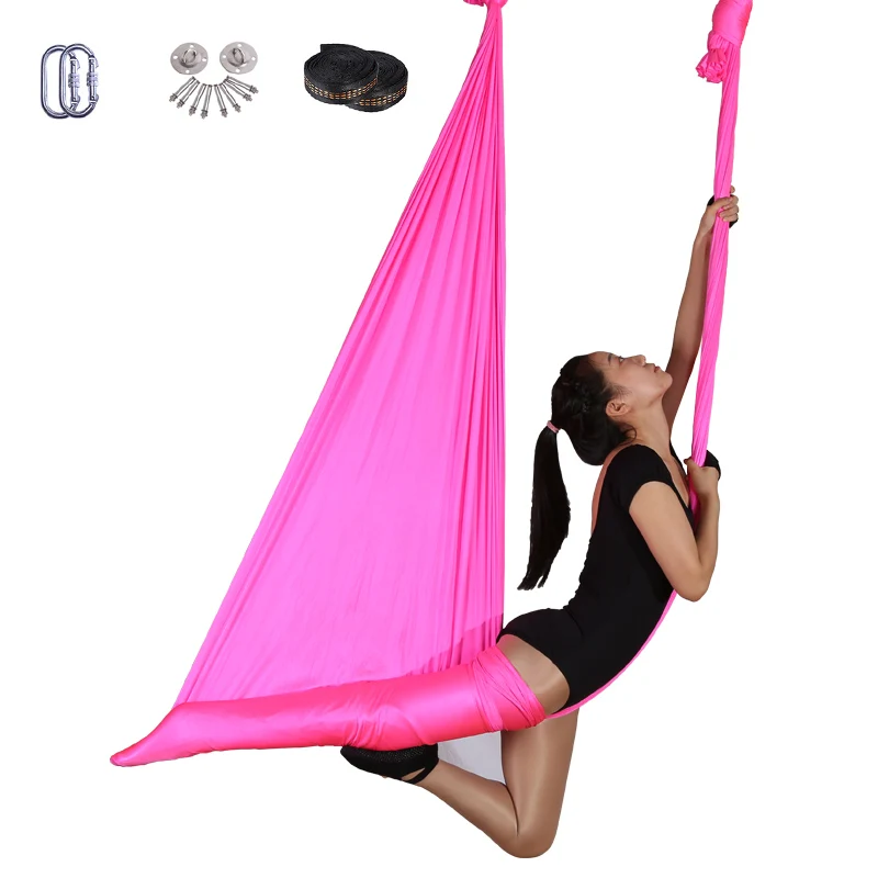 Manufacturer Premium  Polyamide Fabric Ceiling Mounted Aerial Yoga Hammock Kit Swing Sling For Indoor Home Pilates Fitness