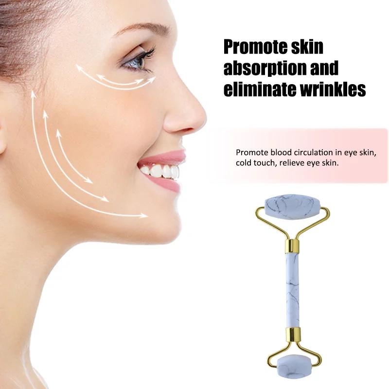 Pura original rose quartz noiseless white turquoise roller for jade roller face facial skin care tool anti-aging jaspe picasso