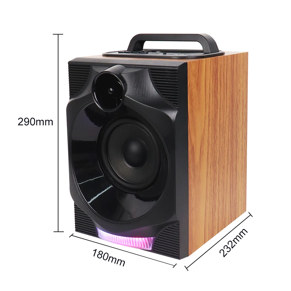SING-E ZQS1495 4-Inch High Quality Wooden RGB Stereo Karaoke Multimedia Speaker for Computer & Stage Outdoor Parties