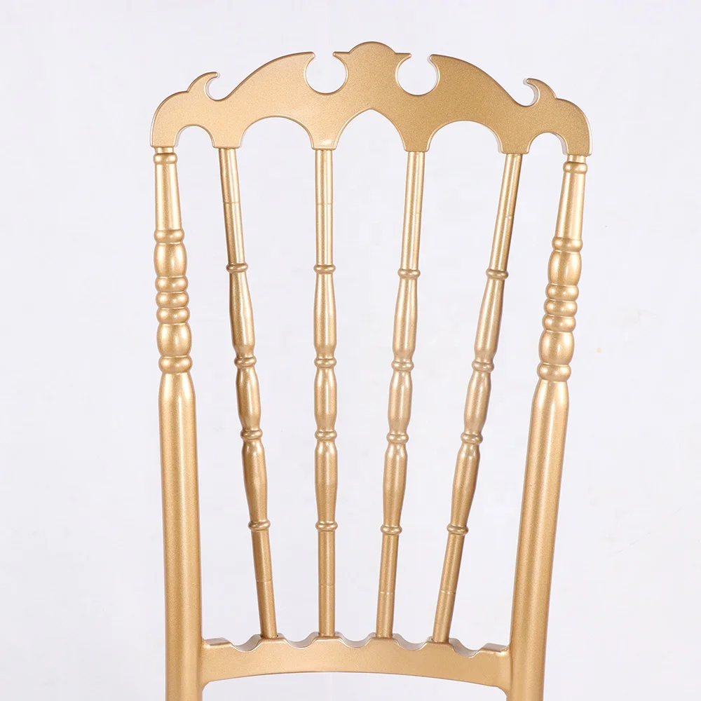 Оптовая продажа, шикарный Металлический Стул Chiavari с высокой спинкой из золотистого алюминия, свадебный стул Наполеона
