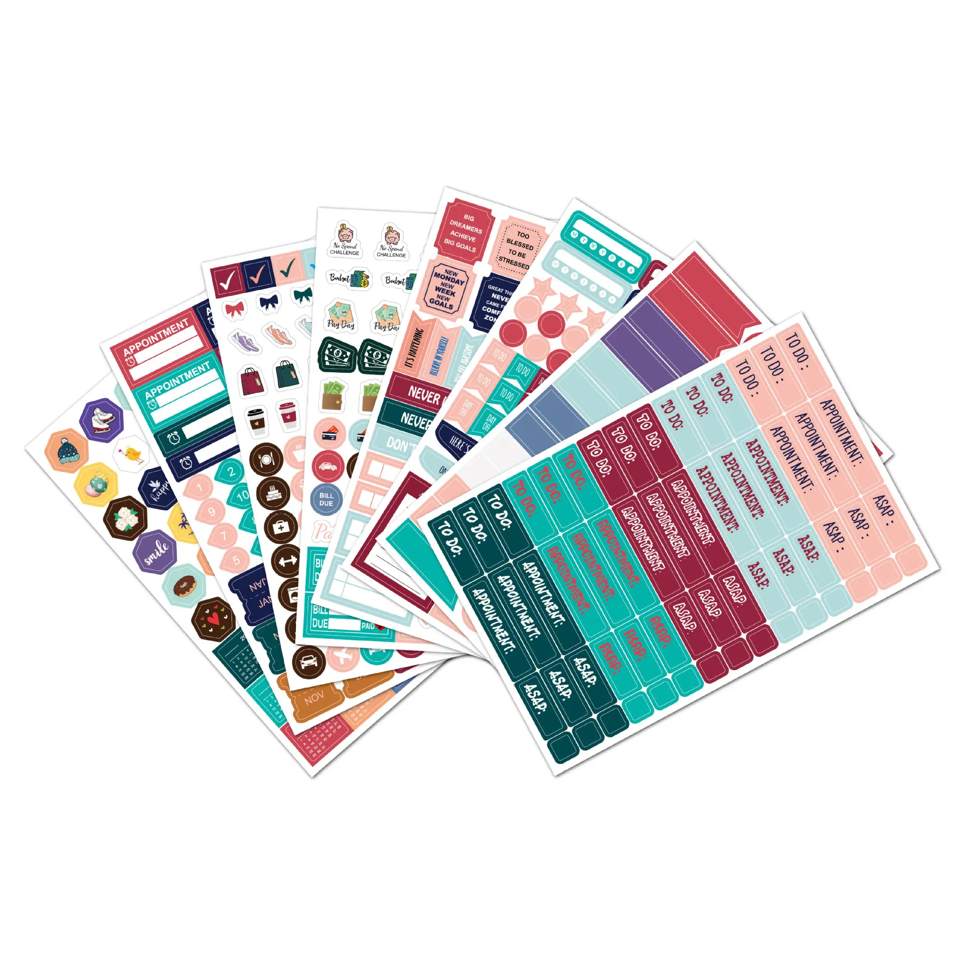 Monthly Weekly daily Planner Sticker Scrapbooking Calendar Decorating Aesthetic Sticker Vacation Journaling Unique Stickers pack