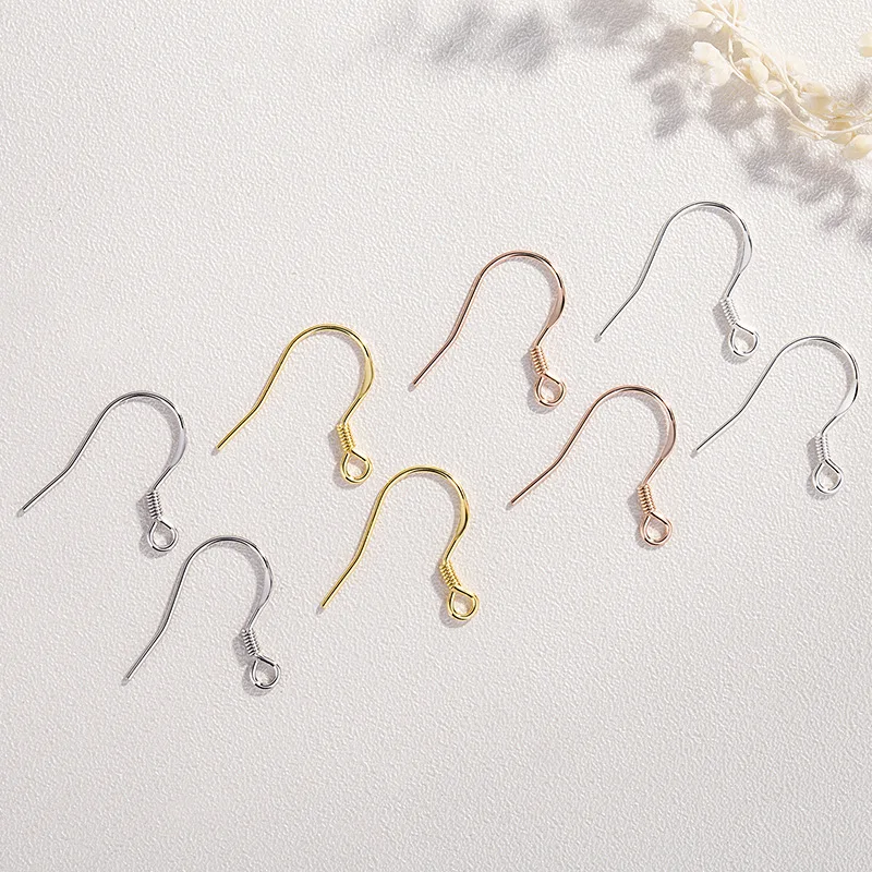 S925 Sterling Silver Hook Hypo-Allergenic Ear Wire Hooks with Loop DIY Jewelry Making Charm Findings for Earring Creations
