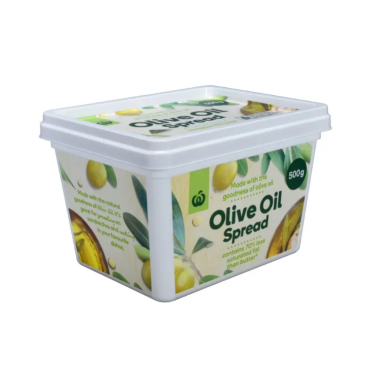 Wholesale IML disposable eco friendly custom 250g 500g rectangle margarine packaging  with lid