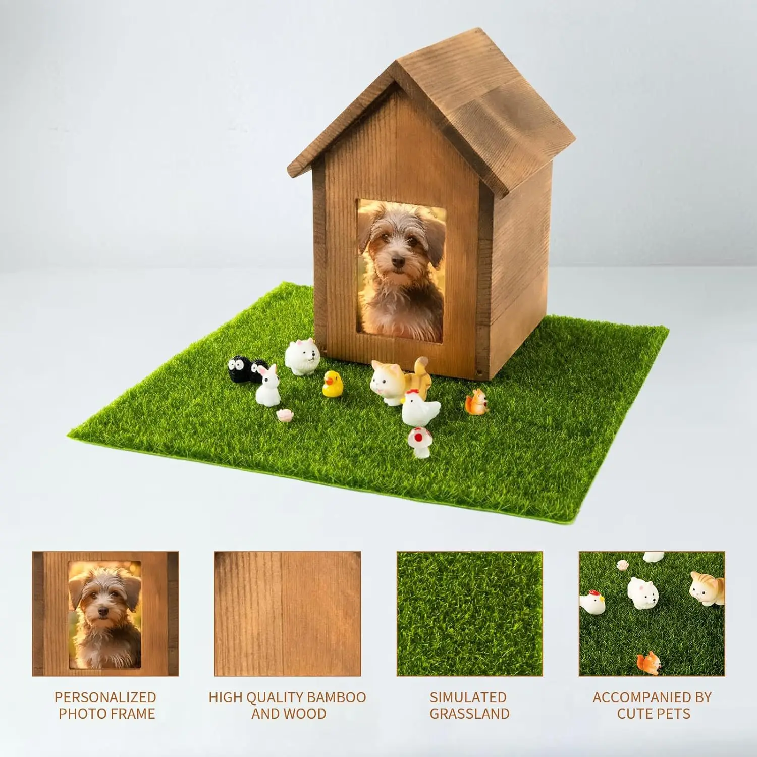 Bamboo Pet Memorial Funeral Wooden Pet Caskets Box Personalized Wood Pet Cremation Ashes Urns Coffins For Dogs With Photo Frame