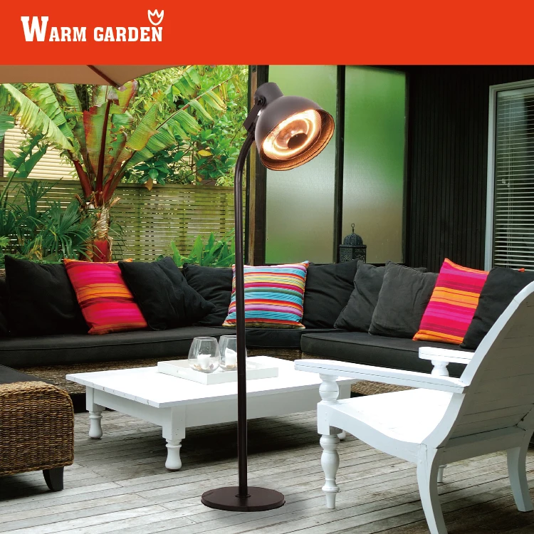 IPX4 standing 2 Halogen heating elements  infrared outdoor patio electric heater with adjustable tilt angle remote control