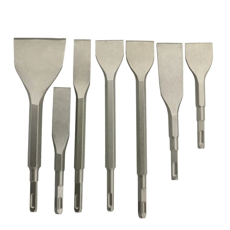 SDS-Plus Concrete Chisel Bit Rotary Hammer Flat for Brick Wall Rock Breaking and Demolition Work Chip Removal
