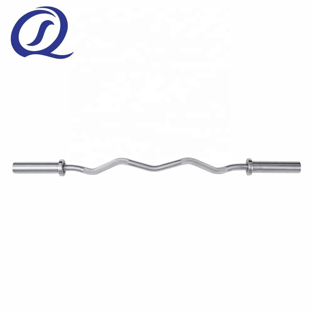 High Quality Gym Equipment Weightlifting Chromed Curl Barbell Bar For Power Training