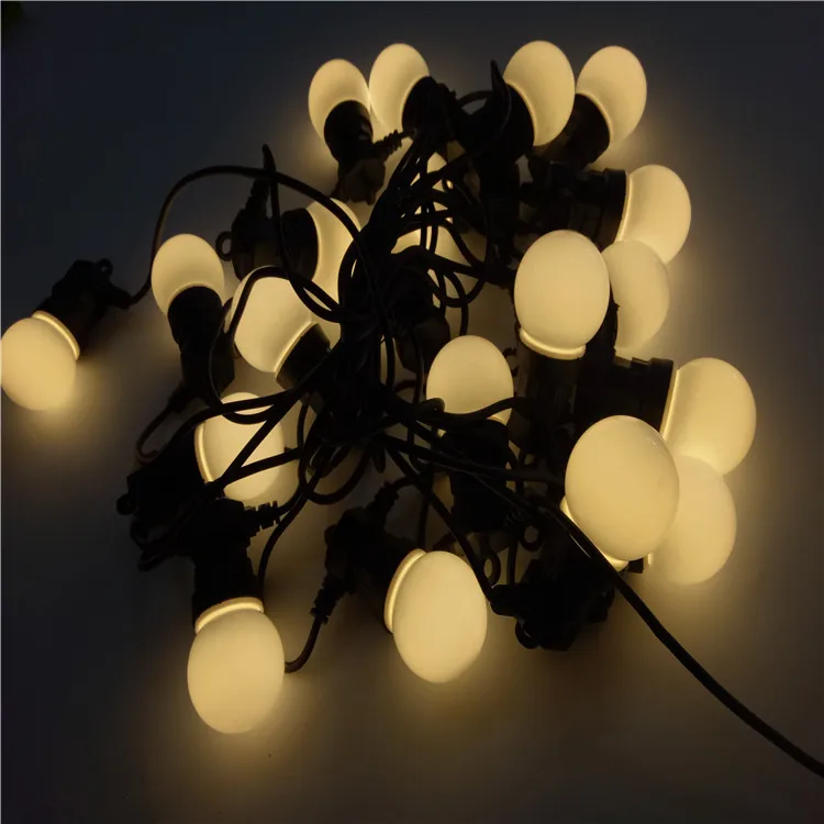 Black Rubber Wire 100m Garland Patio 3000k Warm Globe Bulbs Strand Fairy Led Garden Light Christmas Decoration G50 String Lights