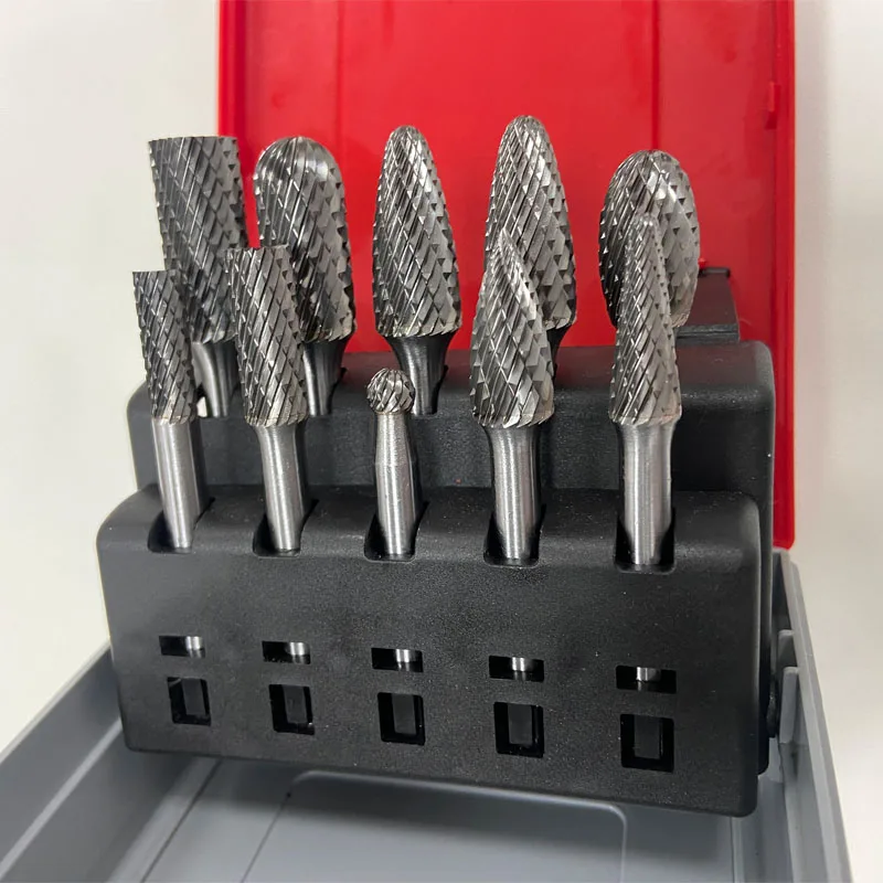 6mm double cut metal tool parts set tungsten carbide rotary burrs sets for grinding cutting wood carving
