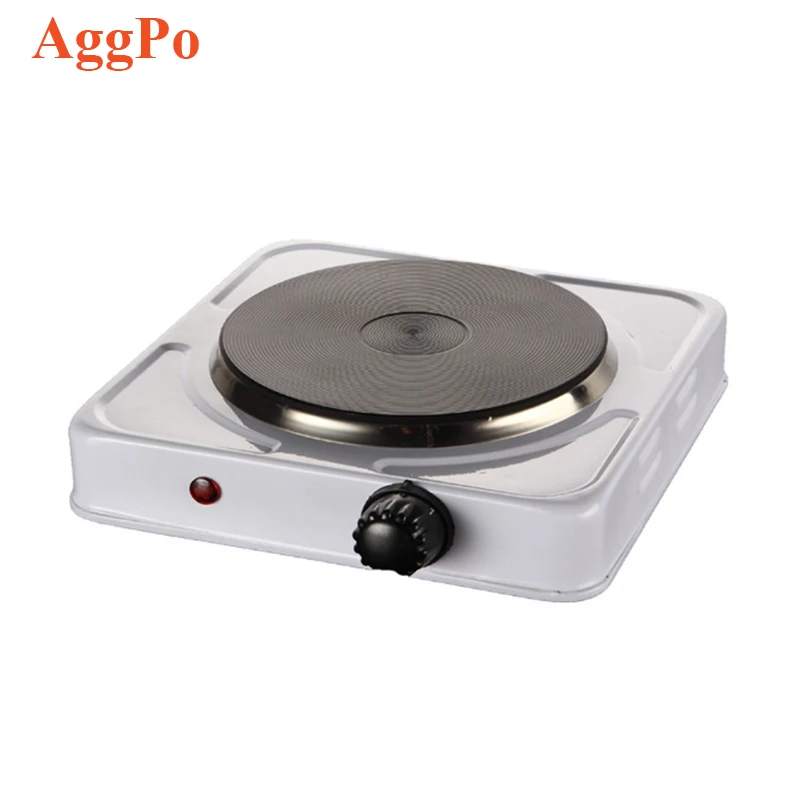 Single Electric Burner Stove Heavy Duty Flat Cast Iron Heating Plate, Power Indicator Light, Non-Skid Feet, Easy to Clean 1500W