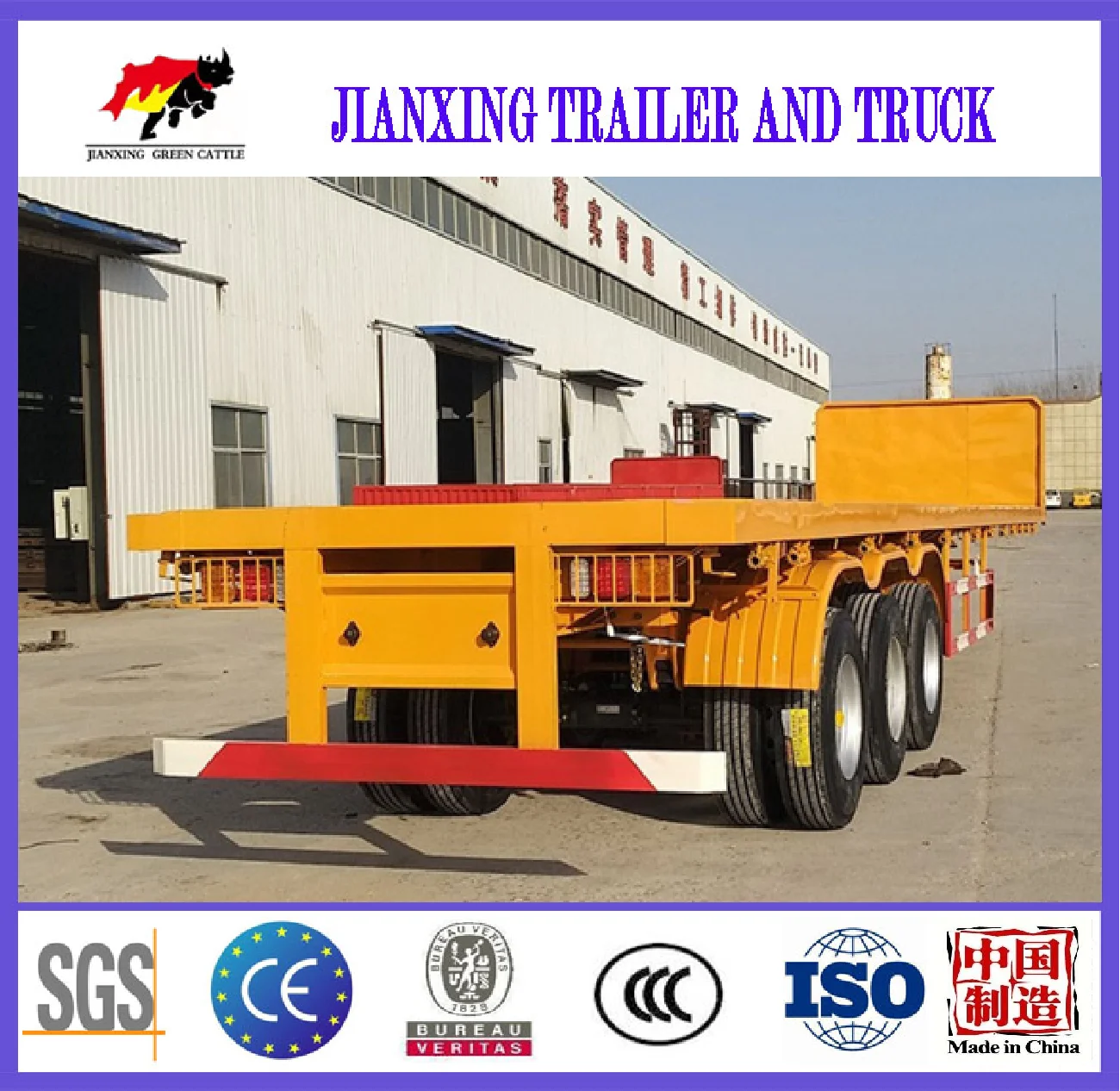 Chinese Manufacturer Best Affordable 3 Axle 40ft  Container Flatbed Semi Trailer For Cheap Sale