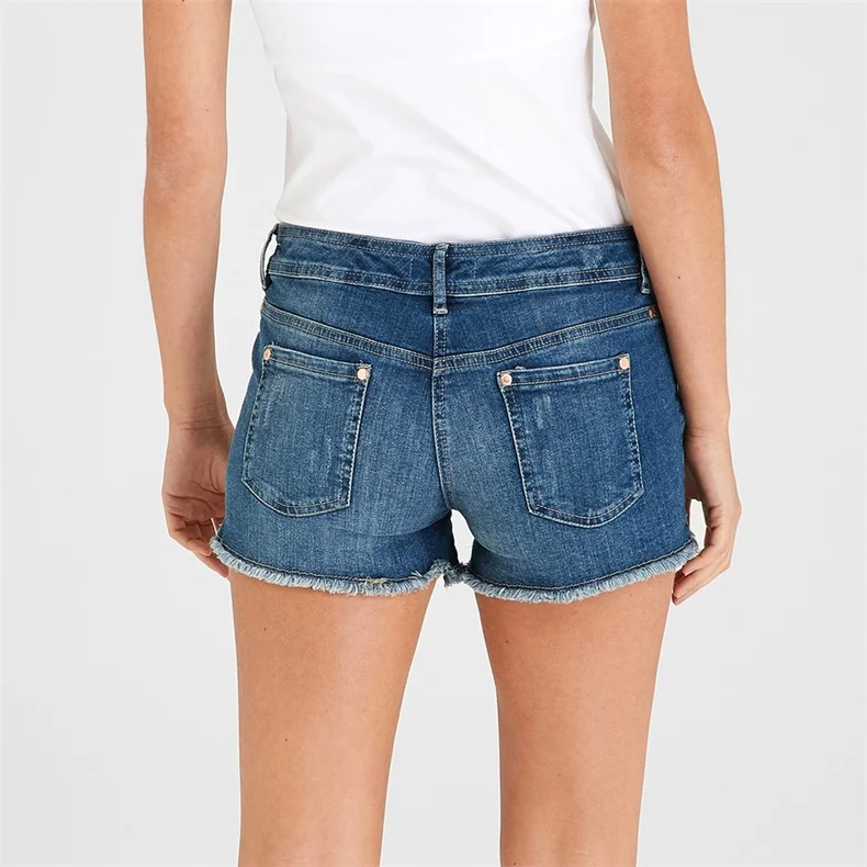 OEM Design Women Lace Up Shorts Casual Denim Retro Shorts For Ladies