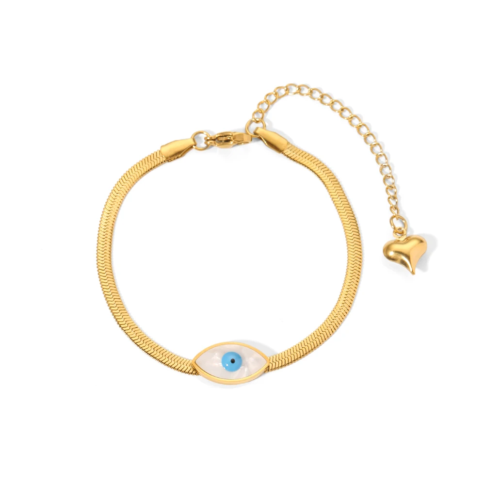 316 Stainless Steel 18K Gold Plated Acrylic Horse Eye Link Bracelet Herringbone Chains Bracelets for Women Gifts