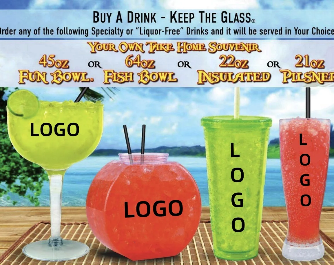 Slush Drinking Yard Cups American USA Eco-friendly Clear Party 24oz Custom Food Grade Plastic American Style Plastic Wine Glass