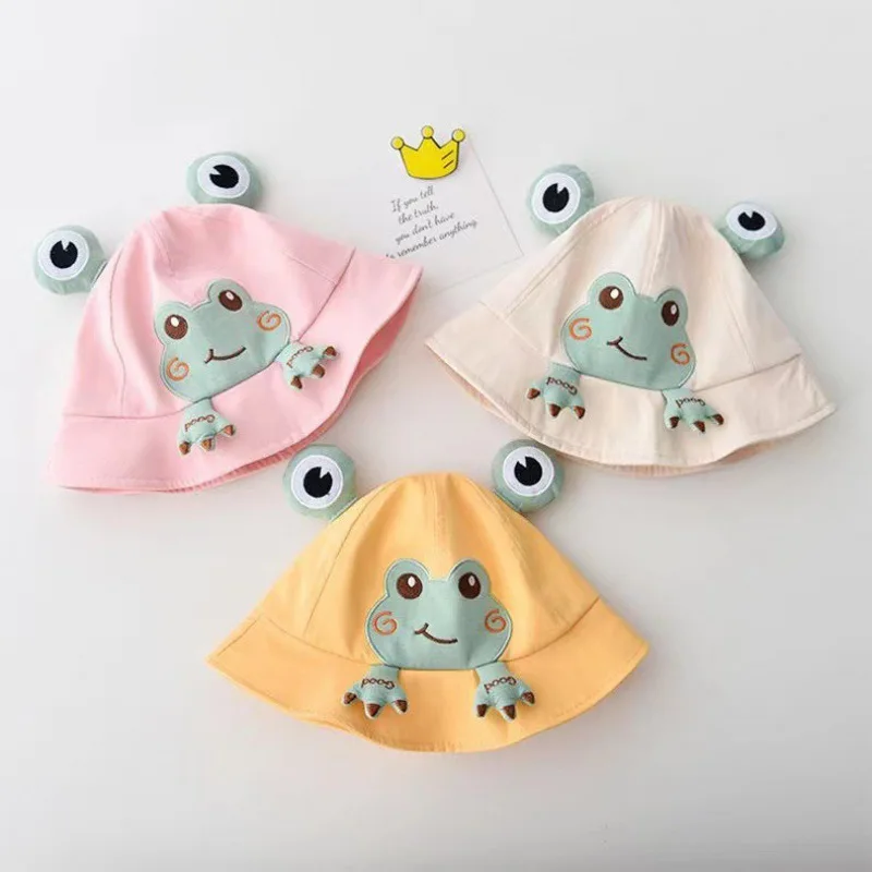 MOTE-GS093 Children Summer Thin Leisure Mesh Fisherman Hat Cute Frog Big Eyes Breathable Boys and Girls Baby Pot Hat