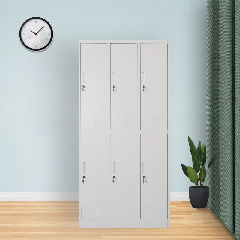 Dormitory Gym school staff Locker SIX-Door Steel Clothes storage Cabinet  for Sale metal Wardrobe Closet Locker