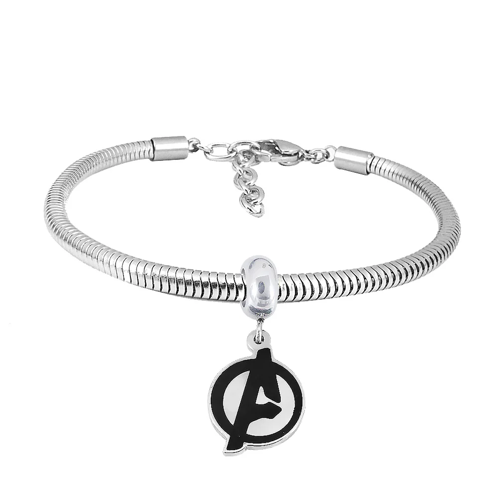 Marvel Series Pendant DIY Jewelry Stainless Steel Bracelet Charm Lucky Clover Bracelets For Family