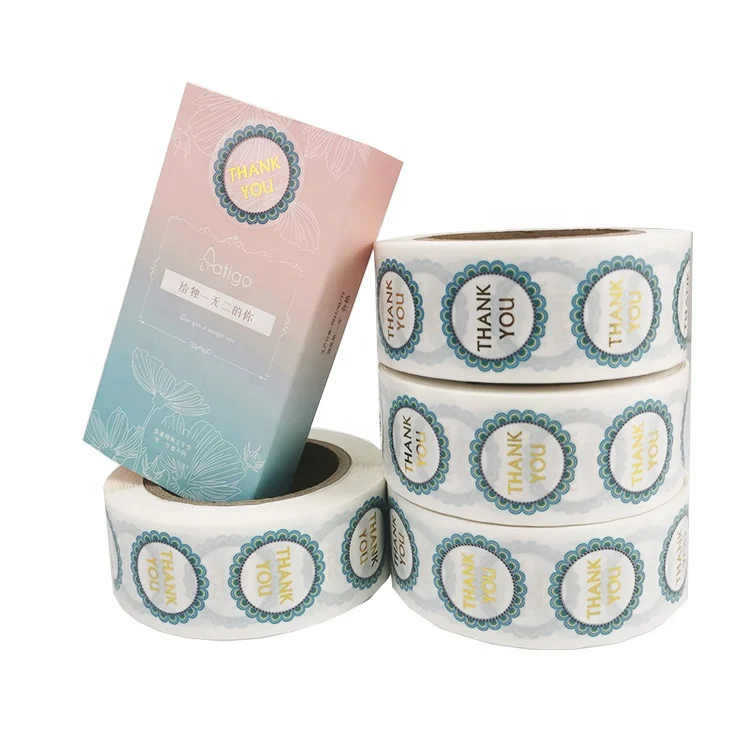 500pcs/Roll 1inch Round Kraft paper Custom Label Sticker Roll Printing Thank You stickers with Love