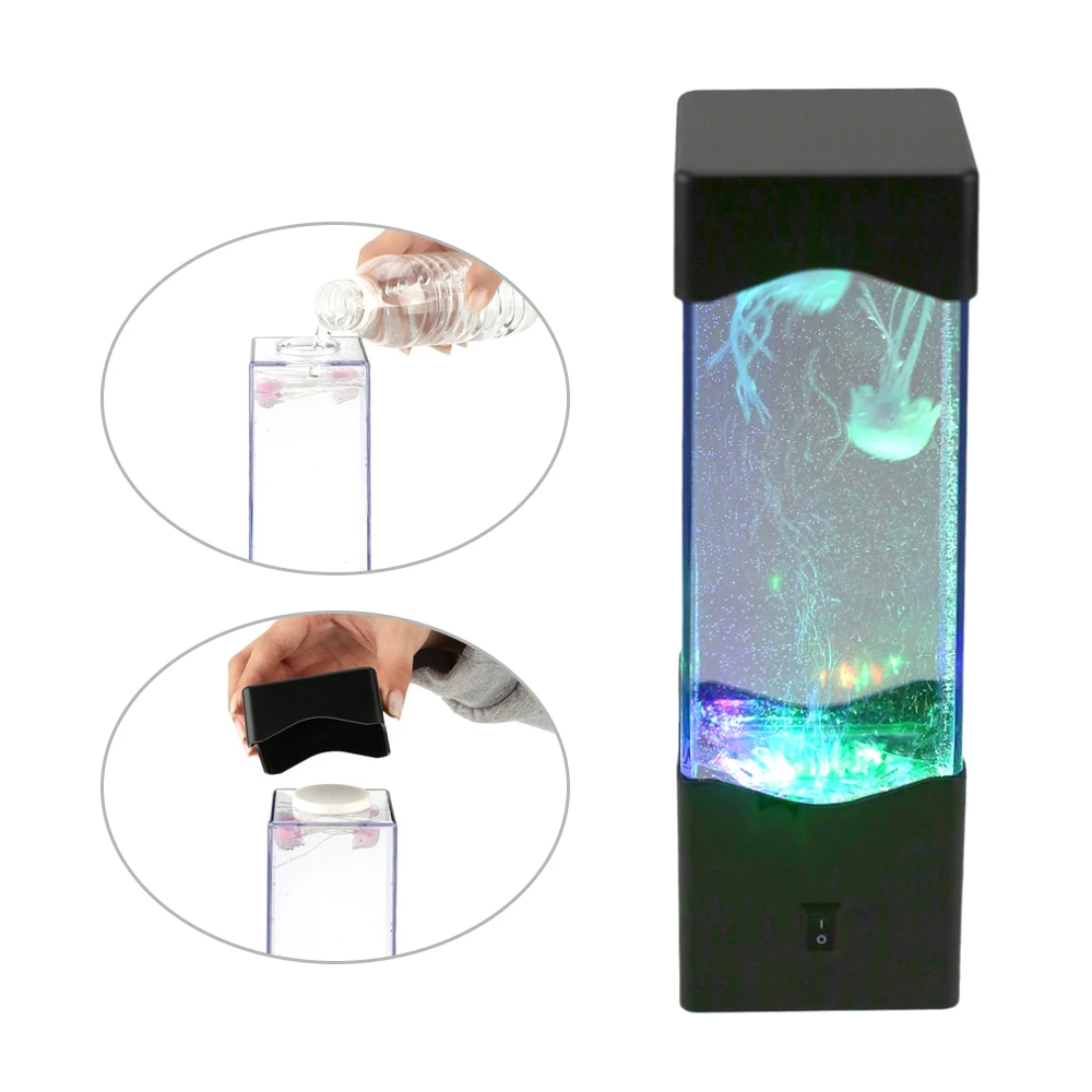 Mini Aquarium Night Lights Swim Free Jelly Fish Lighting Aquarium Tank Decorative Bedside Motion Jellyfish Lamp