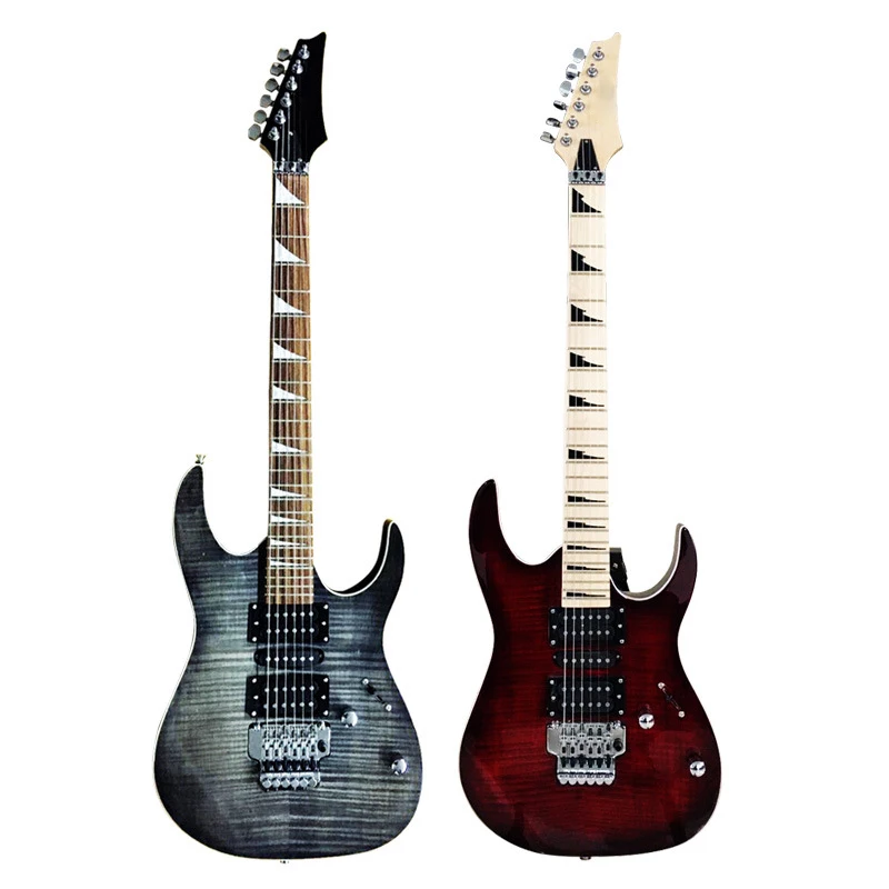 Оптовая продажа высококачественных универсальных деревянных недорогих электрических гитар GEG07, сделанных в Китае, профессиональная электрическая гитара с двойным встряхиванием