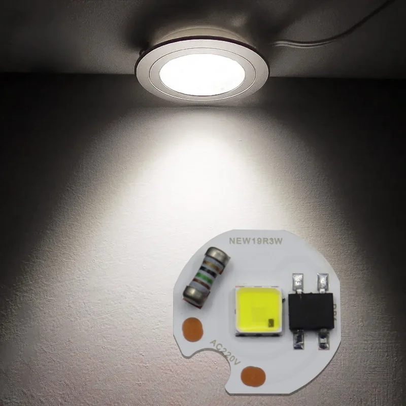 Newspectrum 19mm 3W Mini Spotlight Source LED COB Chip For Jewelry Wine Cabinet 220V 3W LED COB Chip