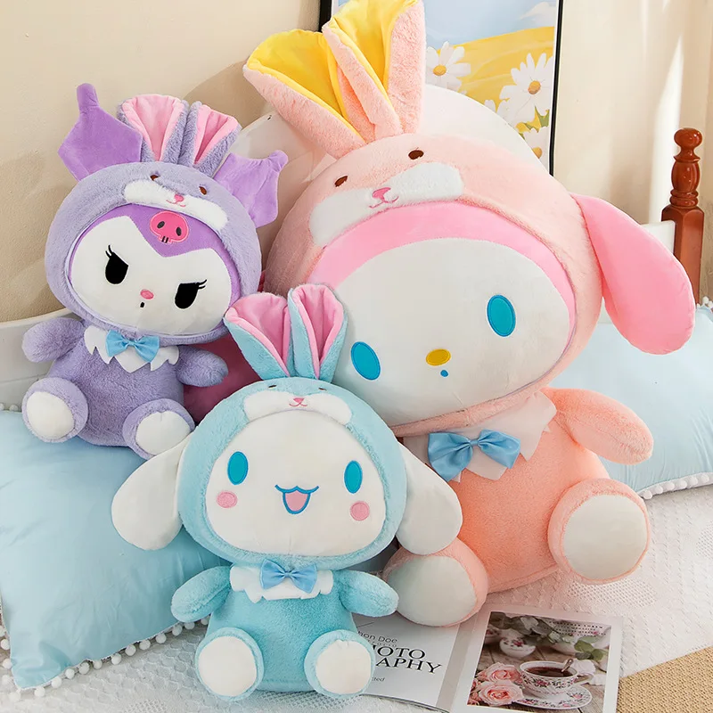 Wholesale Sanrioed Rabbit Cinnamoroll Soft Plush Doll Cartoon Melody Plushies Cinnomoroll Hello KT Designs Figures Peluche Doll