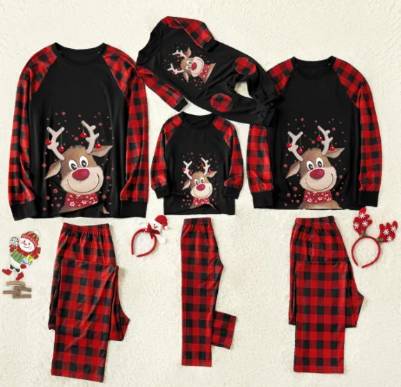 New Arrivals Polyester Cotton Sleepwear Parent-child Suit Children Mom Dad Family Christmas Pajamas with Custom