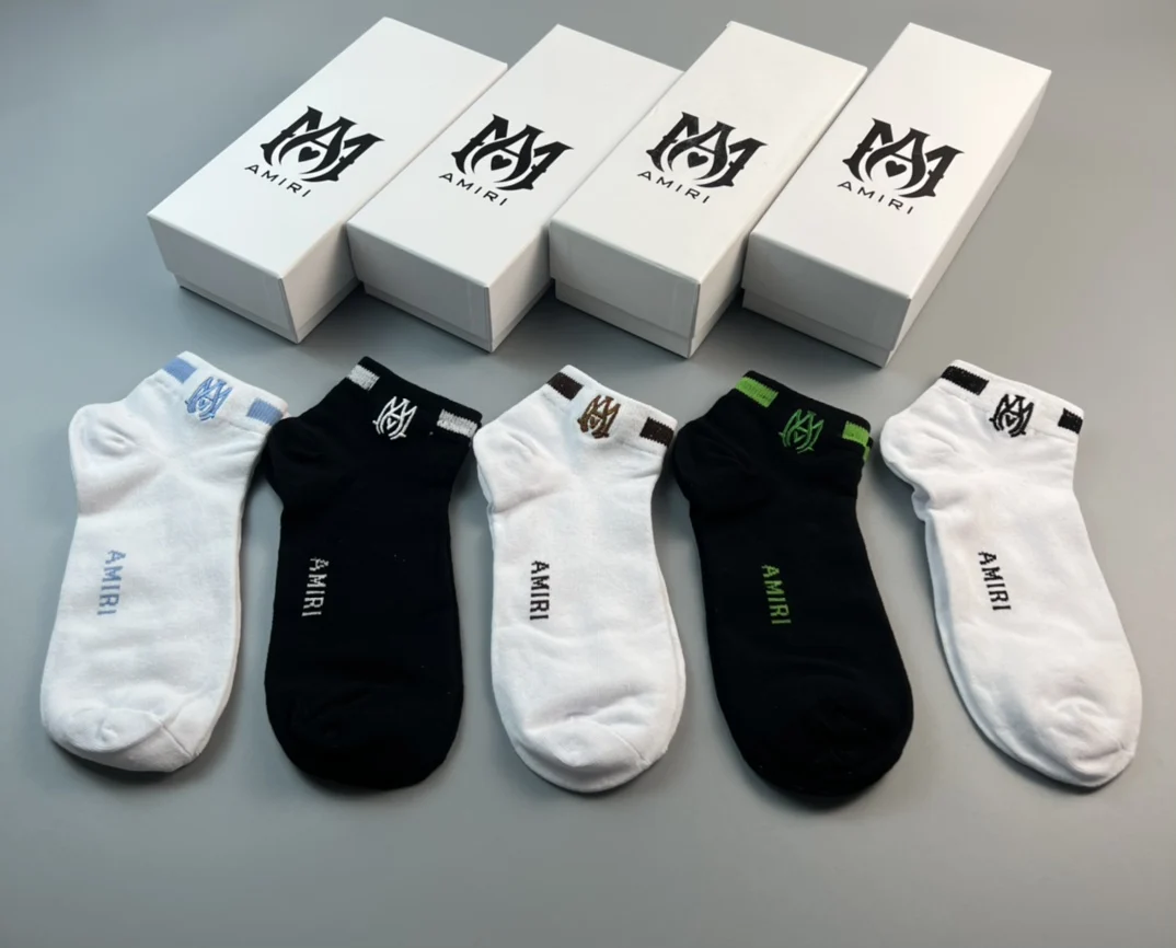 Amiry Letter Socks Box Gift Wholesale Crew Cotton Brands Socks For Women Men Unisex High Quality Socks