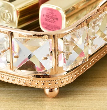 35*21*8 Cm European Style Metal Tray With Handle Cosmetic Storage Mirror Tray