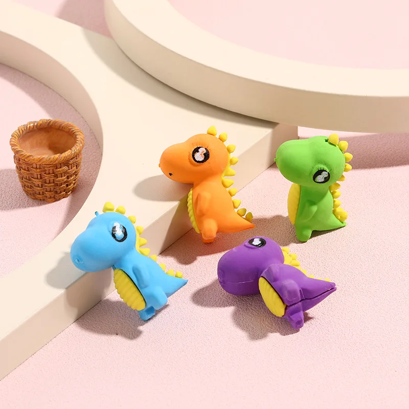 Cartoon dinosaur shape 3D eraser purple color available children students wholesale stationery for gift