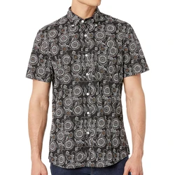 Summer Men Short Sleeve Oversized Vintage Striped Streetwear Cotton Linen Breathable Shirts