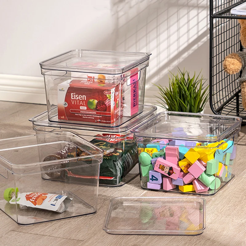 Square New Design Storage Tank Box Fresh Vegetable Fruit Basket Rice Storage Jar With Lid Plastic Box Transparent For Clothes