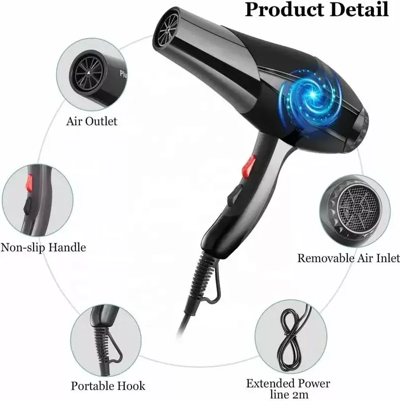2000W Nano Ionic Blow Dryer Professional Salon Hair Blow Dryer Lightweight Fast Dry Low Noise Hair Dryer Set