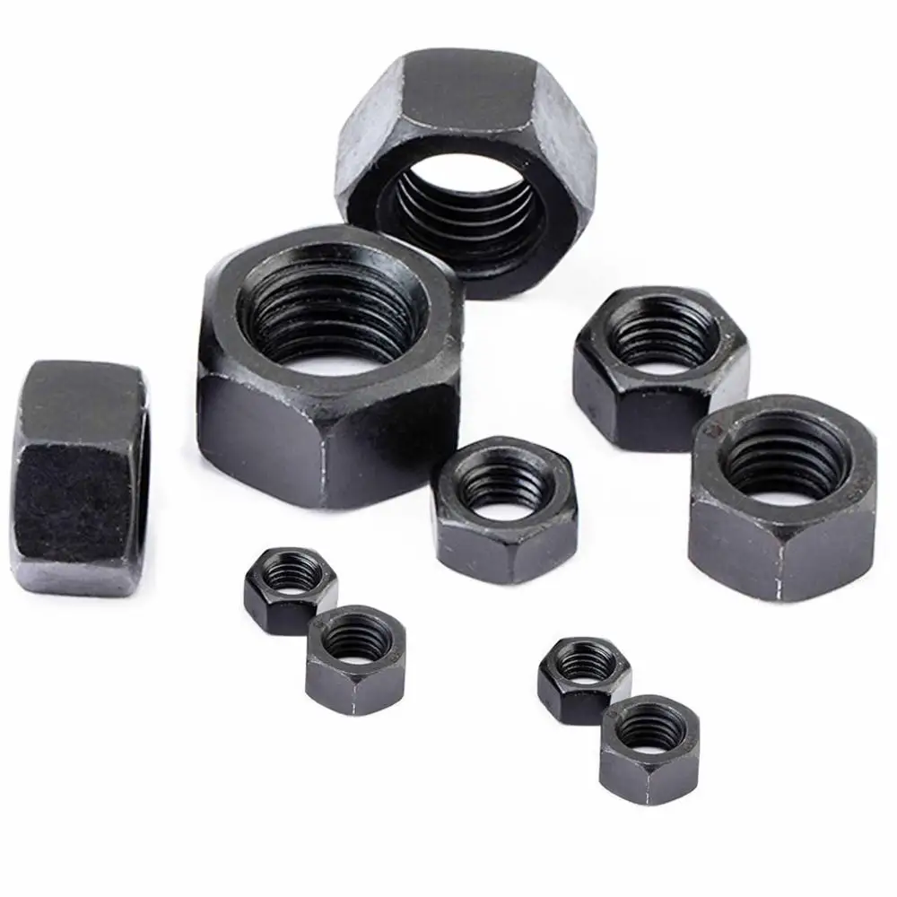 Black Grade 8.8 steel DIN934 Hex Hexagon Ordinary Nut For M1.4 M1.6 M2 M2.5 M3 M4 M5 M6 M8 M10 M12 M14 M16 M20 M24 Screw Bolt