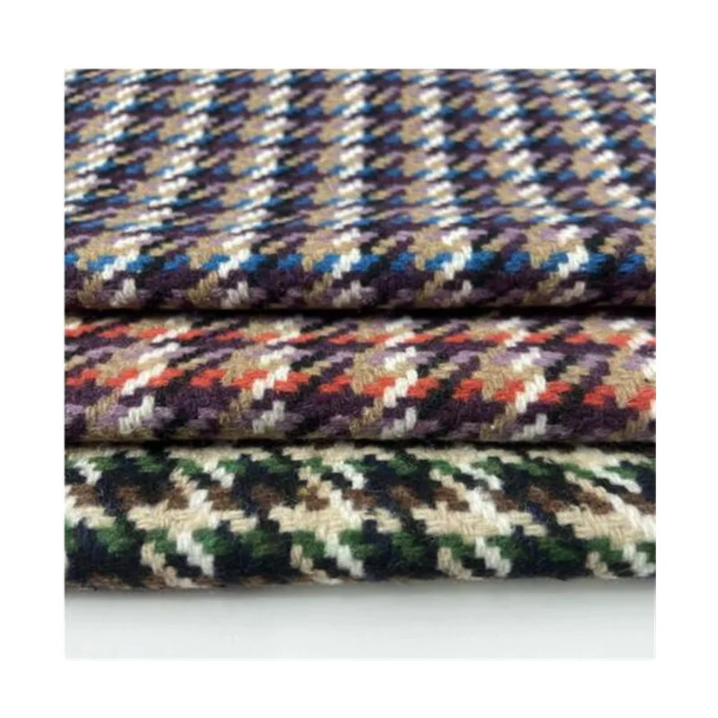 Classic simple medium weight multicolour design knitting polyester tweed woolen fleece fabric for women winter garment