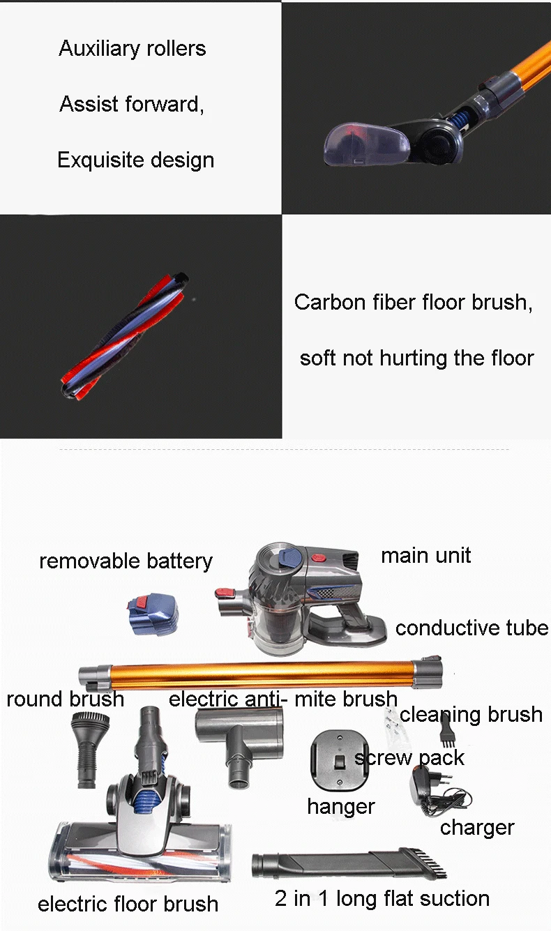 Перезаряжаемый портативный беспроводной автоматический ручной пылесос для чистки пола дивана