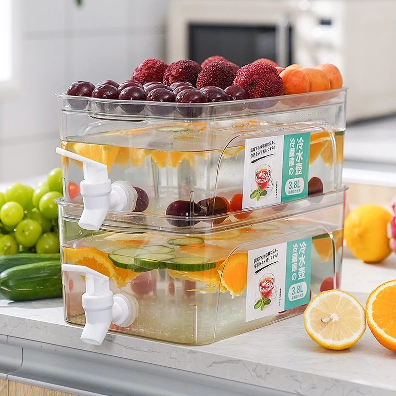 New Summer Household Cold Water Kettle with Faucet Large Capacity Plastic Beverage Capacity Lemon Fruit Teapot