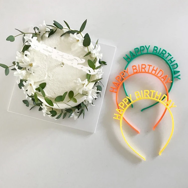 New style wedding party decoration wearing plastic headband happy birthday letter headband