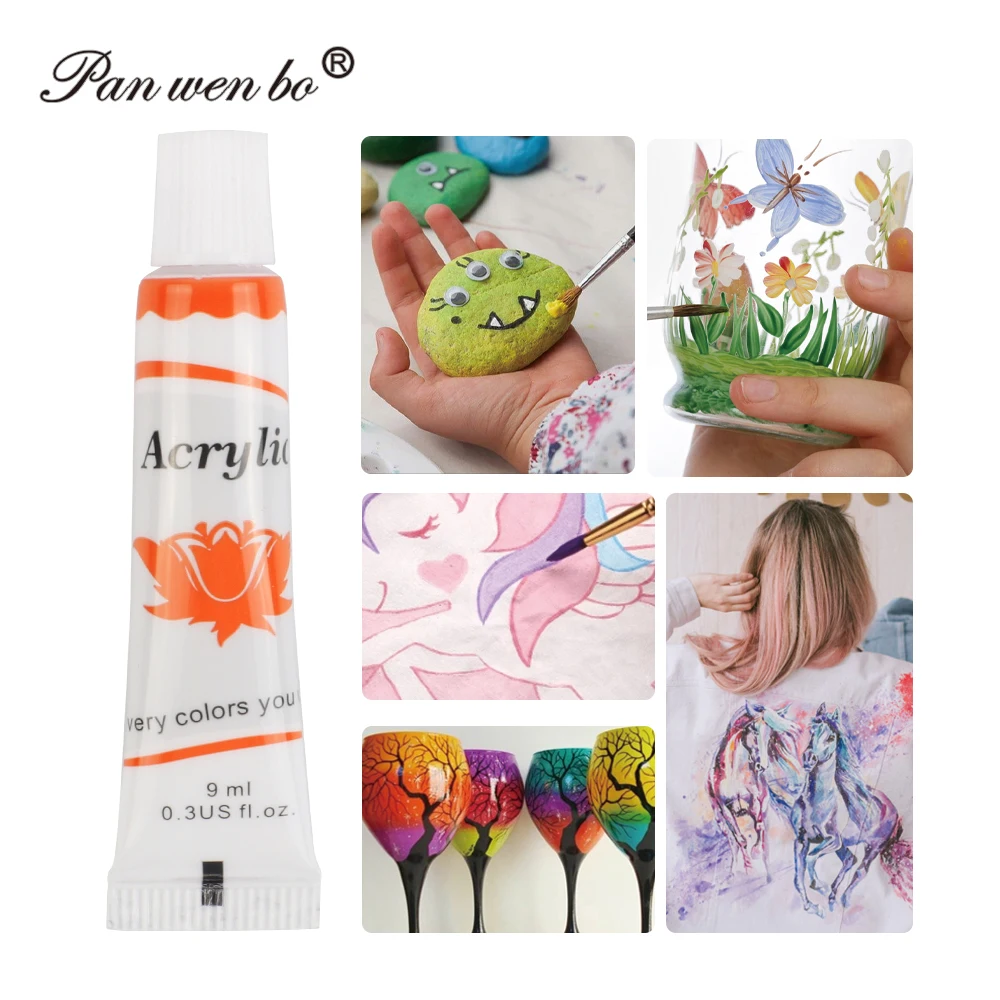 Panwenbo 9ML 12 Colors Students Artist Oil Paint Set Canvas Oil Paint Colors Oil Colours Paint for Canvas Glass Paper Painting