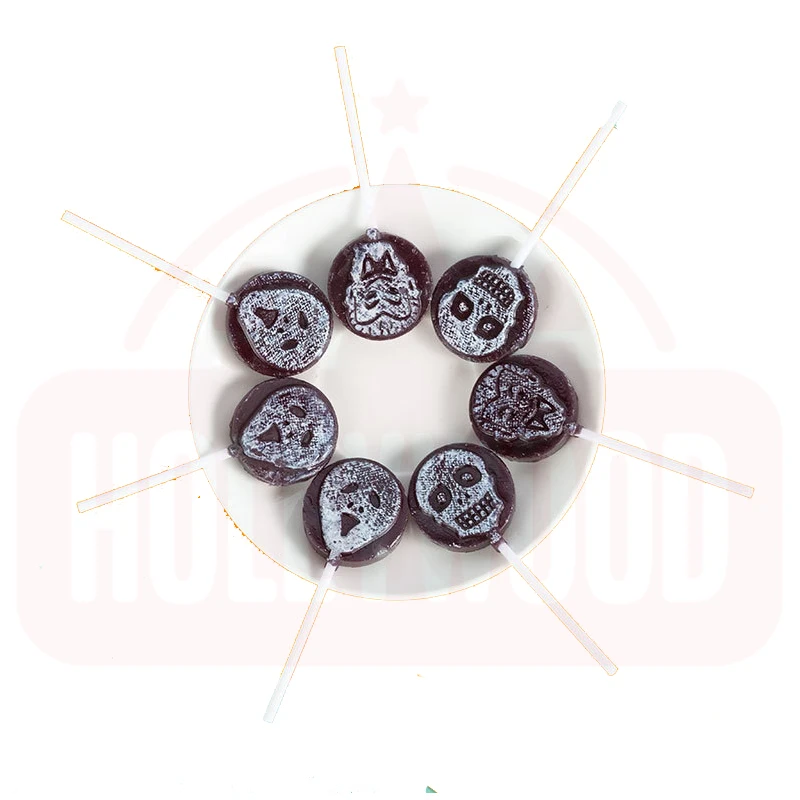 Holeywood 3D 8g Skull Hard Candy Lollipop Mixed Fruit and Sugar Ball Halloween Prank Halal Certified