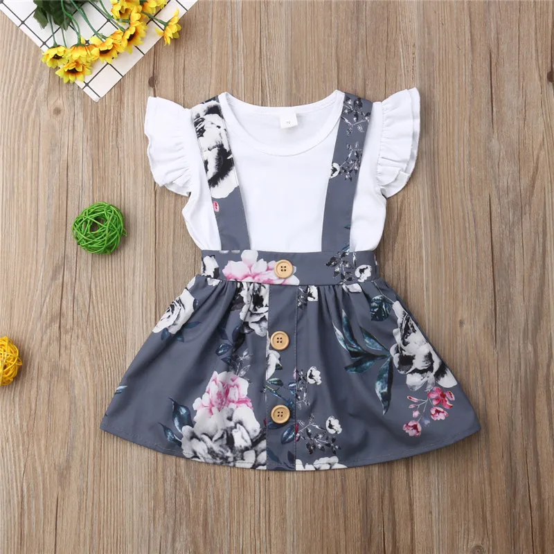 Summer 0-3yrs 2pcs rompers and florals set girls short mini skirt and top