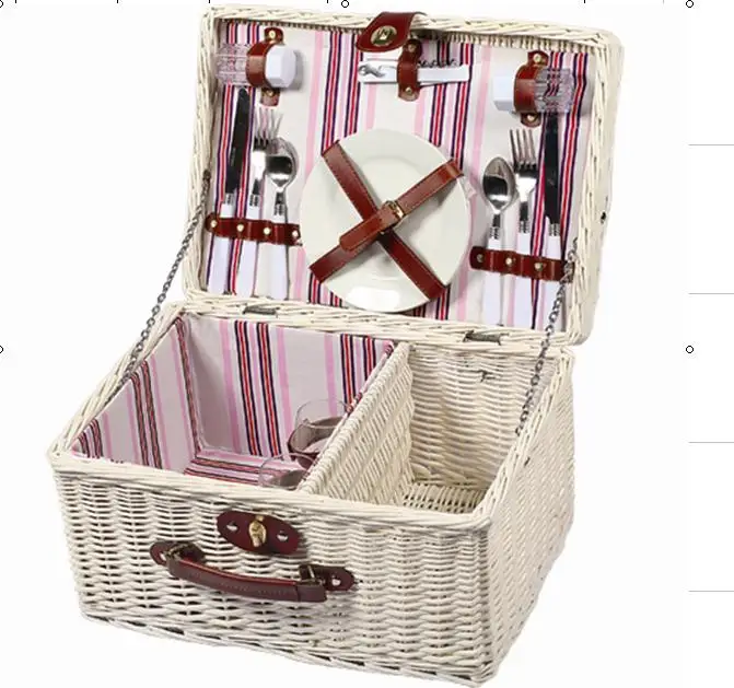 picnic basket 4 person grey wicker storage basket with lid 6 person picnic basket