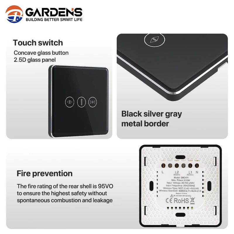 Garden Tuya Smart Curtain Switch No Battery Required Push Button Panel Switches WiFi Wireless Remote Timing Relay Aleax