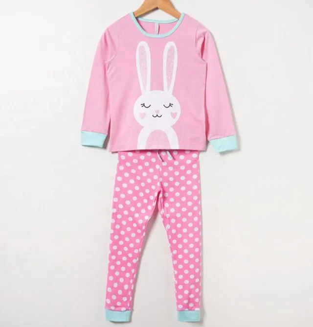 Girls spring fashion models cute little girl pattern stripes stitching long-sleeved pants two-piece
