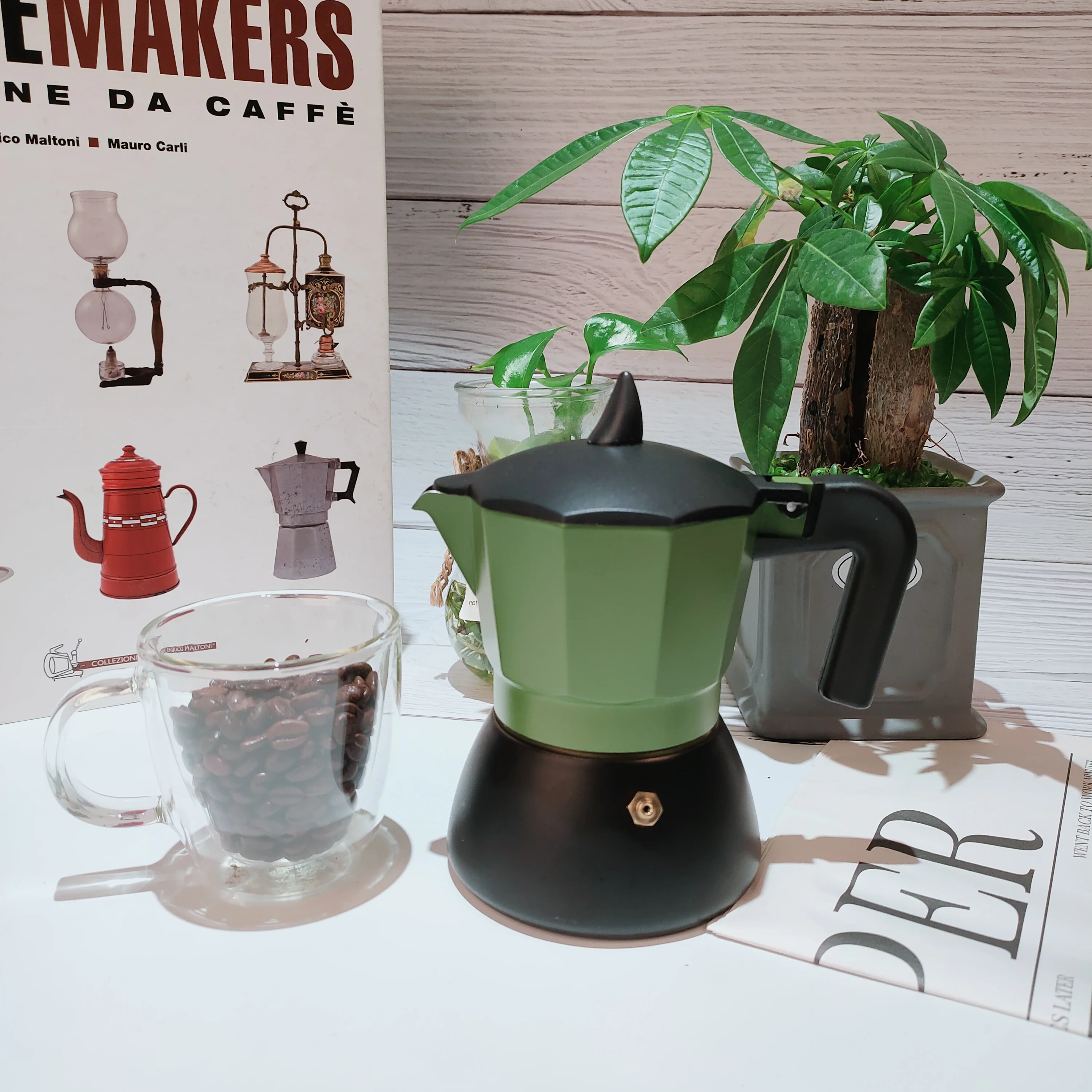 New Arrival Customized Outdoor Camping Portable Italian Coffee Makers 4cup 200ml Stovetop Induction Espresso Aluminum Moka Pots